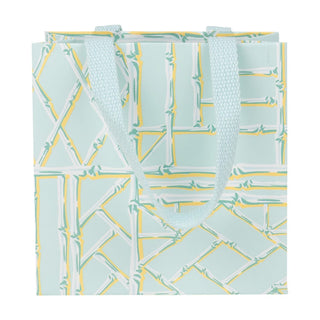 Caspari Bamboo Screen in Robin's Egg Small Square Gift Bags - One Gift Bag Included 10083B1.5