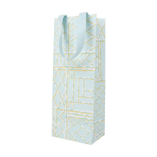 Caspari Bamboo Screen in Robin's Egg Wine & Bottle Gift Bags - One Gift Bag Included 10083B4