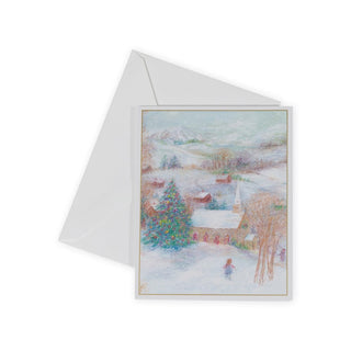 Caspari Church In Snow Petite Boxed Christmas Cards - includes 15 cards & envelopes 102012