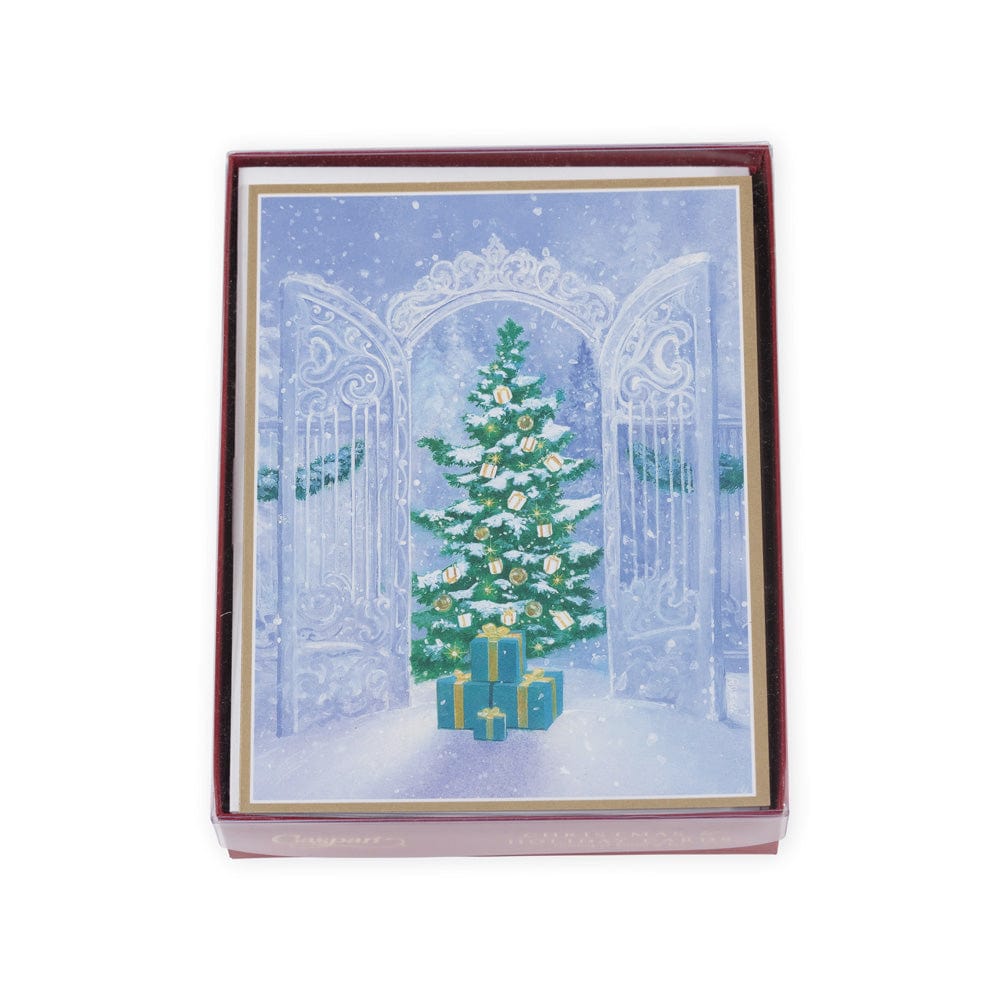Tree In Snow Large Boxed Christmas Cards 16 Cards & 16 Envelopes