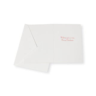 Caspari Topiaries With Red Ribbon Small Boxed Christmas Cards - includes 15 cards & envelopes 103103