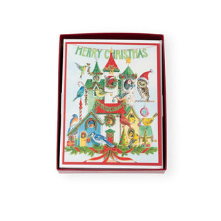 Caspari Christmas Birdhouse Boxed Christmas Cards - 16 Christmas Cards & 16 Envelopes 103227
