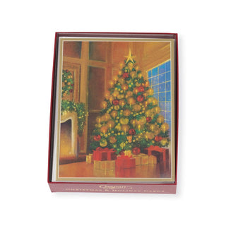 Caspari Candlelit Christmas Tree Large Boxed Christmas Cards - 16 Christmas Cards & 16 Envelopes 103303