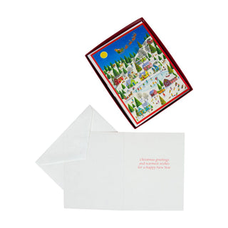 Caspari Ice Skating At Christmas Large Boxed Christmas Cards - 15 Christmas Cards & 15 Envelopes 103310