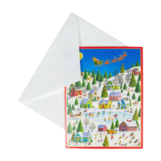 Caspari Ice Skating At Christmas Large Boxed Christmas Cards - 15 Christmas Cards & 15 Envelopes 103310