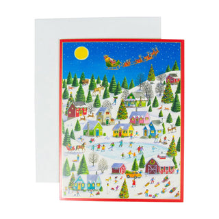 Caspari Ice Skating At Christmas Large Boxed Christmas Cards - 15 Christmas Cards & 15 Envelopes 103310