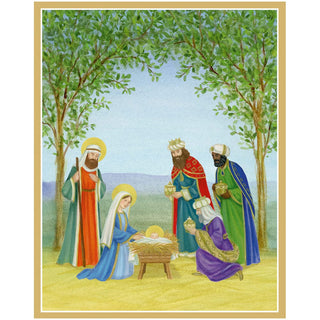 Caspari Nativity Scene Petite Boxed Christmas Cards - includes 15 cards & envelopes 104001