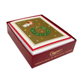 Caspari Baby Angel With Wreath Petite Boxed Christmas Cards - includes 15 cards & envelopes 104004