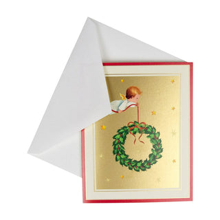 Caspari Baby Angel With Wreath Petite Boxed Christmas Cards - includes 15 cards & envelopes 104004