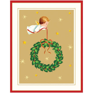 Caspari Baby Angel With Wreath Petite Boxed Christmas Cards - includes 15 cards & envelopes 104004