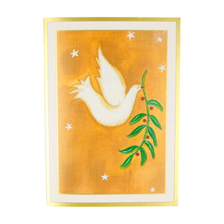 Caspari Peace Dove With Holly Branch B-Size Boxed Christmas Cards - 15 Cards And Envelopes 104103