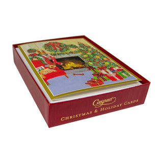 Caspari Decorated Living Room Classic Boxed Christmas Cards - includes 15 cards & envelopes 104211