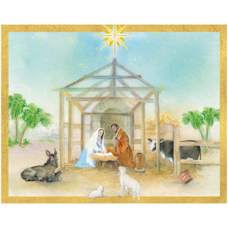 Caspari PEACEFUL CRECHE SCENE CHRISTMAS CARD BOX A SIZE 15 IN 105002