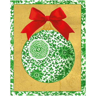 Caspari GREEN CERAMIC ORNAMENT CHRISTMAS CARD BOX A SIZE 15 IN 105003