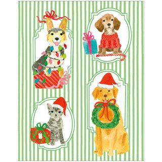 Caspari Presenting Pets Mini Boxed Christmas Cards - includes 16 Boxed Christmas Cards 105014