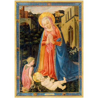 Caspari MADONNA AND CHILD WITH SAINT JOHN CHRISTMAS CARD BOX B SIZE 15 IN 105101