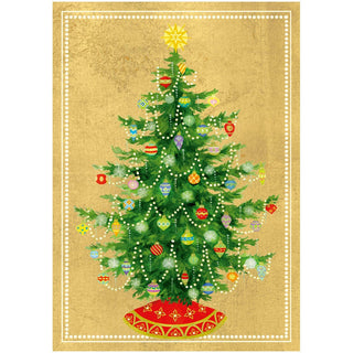 Caspari SHINING CHRISTMAS TREE CHRISTMAS CARD BOX B SIZE 15 IN 105104