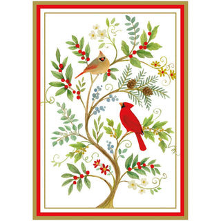 Caspari CARDINALS AND TWINING BRANCH CHRISTMAS CARD BOX B SIZE 15 IN 105105