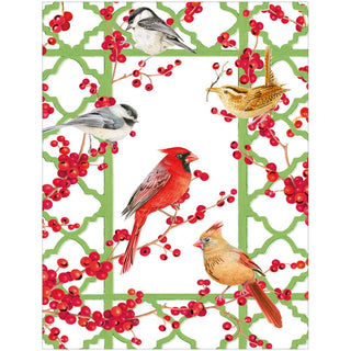 Caspari Winter Birds And Berries Classic Boxed Christmas Cards - includes 15 cards & envelopes 105206