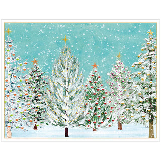 Caspari Snow Covered Trees Boxed Christmas Cards - includes 15 Boxed Christmas Cards 105210