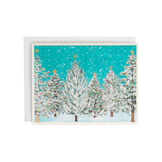 Caspari Snow Covered Trees Classic Boxed Christmas Cards - includes 15 cards & envelopes 105210