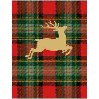 Personalization by Caspari Reindeer Tartan foil Personalized Christmas Cards 105219PG