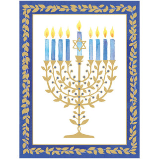Caspari Gold Leaves Menorah Foil Boxed Christmas Cards - includes 10 Boxed Christmas Cards 105220
