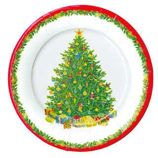Caspari Christmas Tree Paper Dinner Plates - includes 8 Paper Dinner Plates 11391DP
