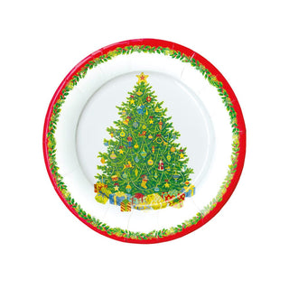 Caspari Christmas Tree Paper Salad & Dessert Plates - includes 8 Paper Salad & Dessert Plates 11391SP