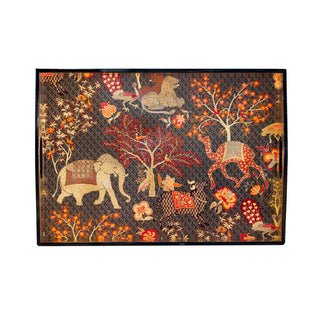 Caspari Le Jardin De Mysore Lacquer Large Rectangle Tray - 21X15 11930LQREC