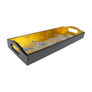 Caspari Zebras Gold Lacquer Trays - 1 Each 12181LQBAR