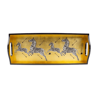 Caspari Zebras Gold Lacquer Trays - 1 Each 12181LQBAR