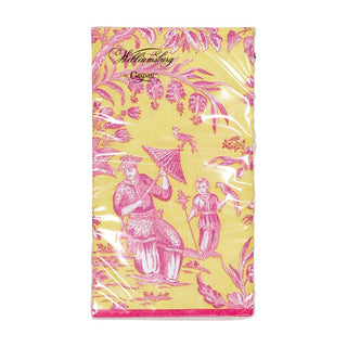 Caspari Silk Road Toile Chartreuse Guest Towel Napkins - 15 Per Package 12473G