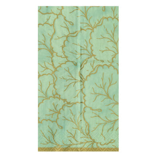 Caspari Gilded Majolica Celadon Guest Towels - includes 15 Guest Towels 14214G