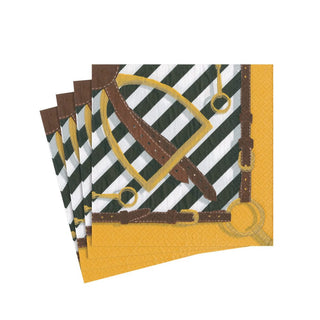 Caspari Stirrup and Silks Black/White Cocktail Napkin - package of 20 14270C