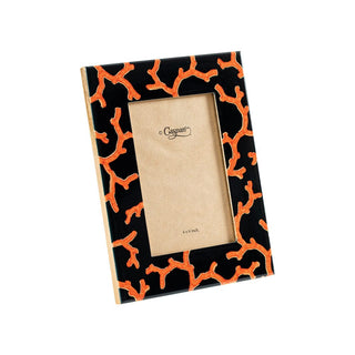 Caspari The Coral Sea Black 4" x 6" Lacquer Picture Frame - includes 1 frame 14562LQFRM4X6
