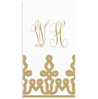 Personalization by Caspari Dessin Passementerie Gold Paper Linen Personalized Guest Towel Napkins 15640GGPG