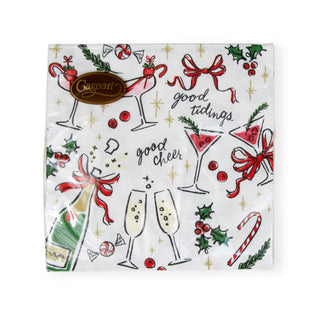 Caspari Let's Be Merry Paper Cocktail Napkins - 20 Per Package 17270C