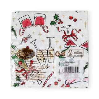 Caspari Let's Be Merry Paper Cocktail Napkins - 20 Per Package 17270C