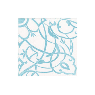 Caspari Algarve Aqua Paper Linen Boxed Cocktail Napkins - 30 Per Package 17461B