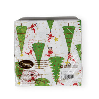 Caspari Twirling Santas Luncheon Napkins - 20 Per Package 17570L