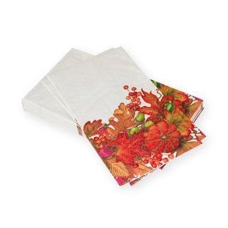 Caspari Harvest Garland White Guest Towel Napkins - 15 Per Package 17710G