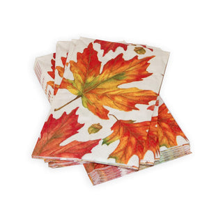 Caspari Autumn Hues White Guest Towel Napkins - 15 Per Package 17720G