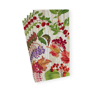 Caspari Berry Botanical Taupe Guest Towel Napkins - 15 Per Package 17740G