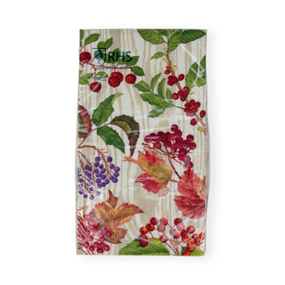 Caspari Berry Botanical Taupe Guest Towel Napkins - 15 Per Package 17740G