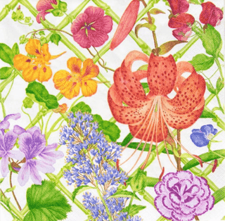 Caspari Floral Trellis Dinner Napkins - 20 Per Package 17830D