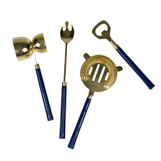Caspari Navy & Shiny Brass Bar Tool Sets 17849