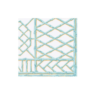 Caspari Bamboo Screen Robin's Egg Paper Linen Boxed Cocktail Napkins - 30 Per Package 17880B