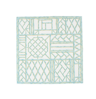 Caspari Bamboo Screen Robin's Egg Paper Linen Cocktail Napkins - 15 Per Package 17880CG