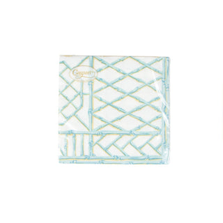 Caspari Bamboo Screen Robin's Egg Paper Linen Cocktail Napkins - 15 Per Package 17880CG